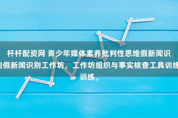 杆杆配资网 青少年媒体素养批判性思维假新闻识别假新闻识别工作坊，工作坊组织与事实核查工具训练。